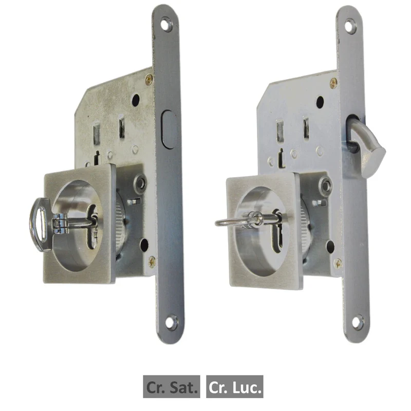 MANIGLIA PER PORTA SCORREVOLE interna ad incasso CON CHIAVE MANOPOLA QUADRATA