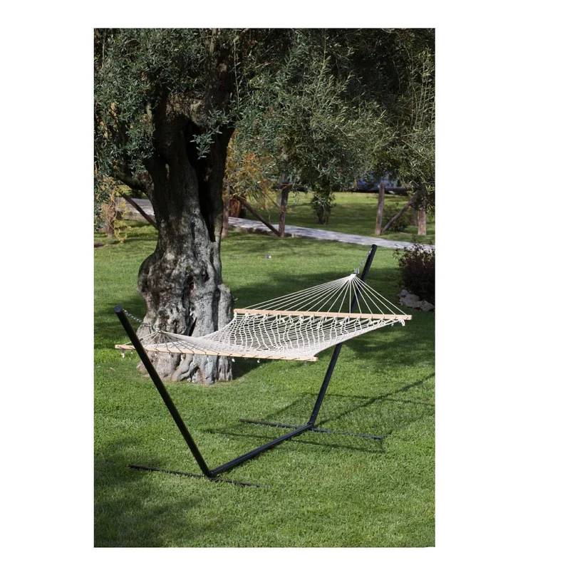 Amaca A Rete Con Supporto Legno Doppia Cm 150x200 Kg 200 Senza Telaio