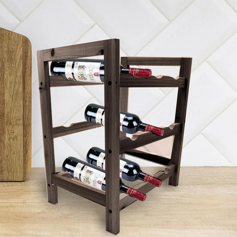Cantinetta in legno 9 posti porta bottiglie di vino con 3 ripiani