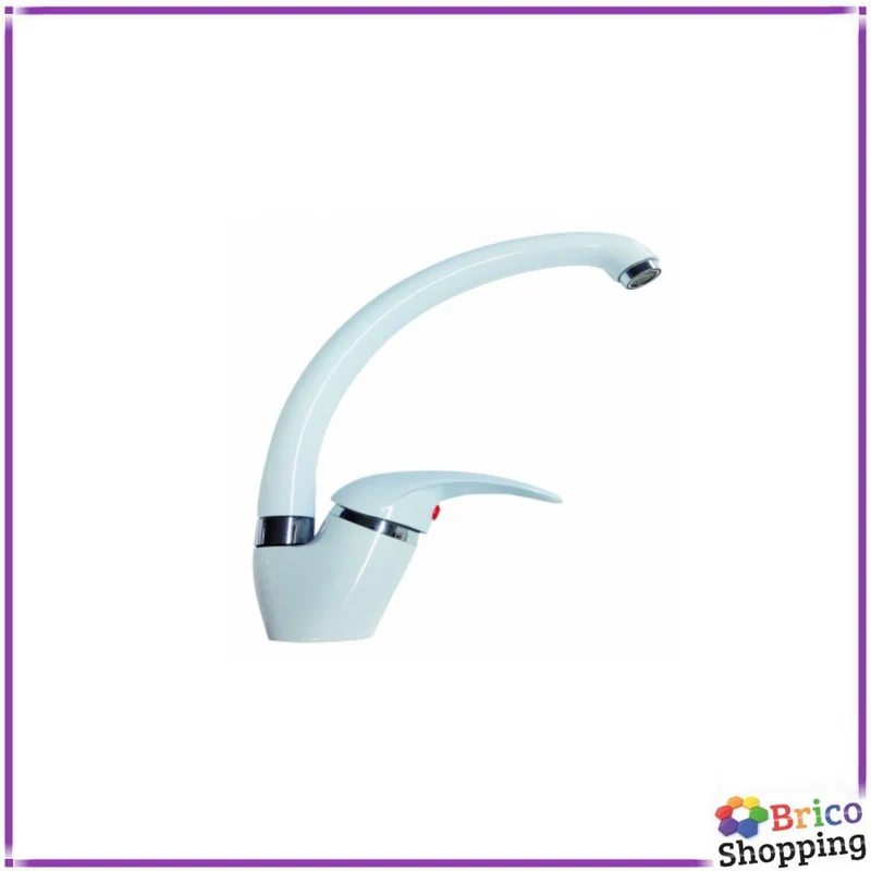 Rubinetto Miscelatore Lavello Cucina Bianco Monocomando Canna Alta