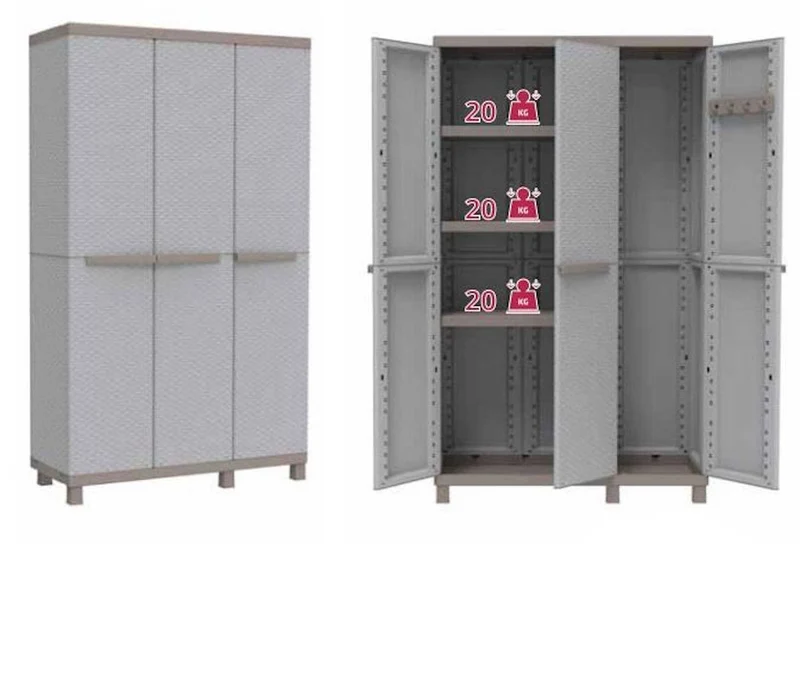 Armadio Resina Terry C-Rattan Crattan 3 Ante Portascope 102x39x170h Rattan