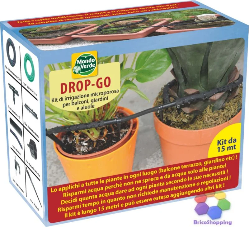 Drop Go Kit Irrigazione A Goccia Orto Vasi Microirrigazione 15 Mt Set Fai Da Te