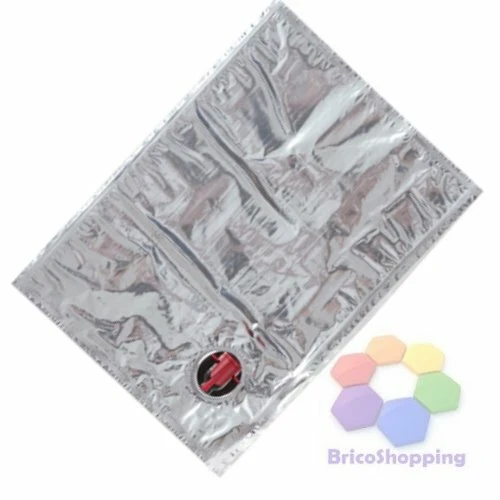 5 Pz Sacca Bag In Box Con Rubinetto Lt 5 In Alluminio Per Trasporto Vino Olio 5 Lt