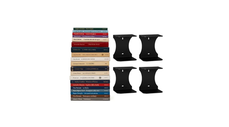 Mensole libreria a scomparsa invisibili,più Grandi colore: Nero, per mettere i libri più Grandi in pila (4)