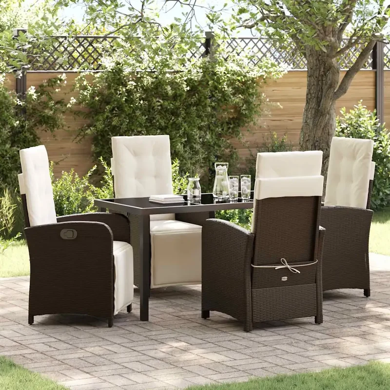 Set da Pranzo per Giardino 5 pz Marrone polyrattan 3380318
