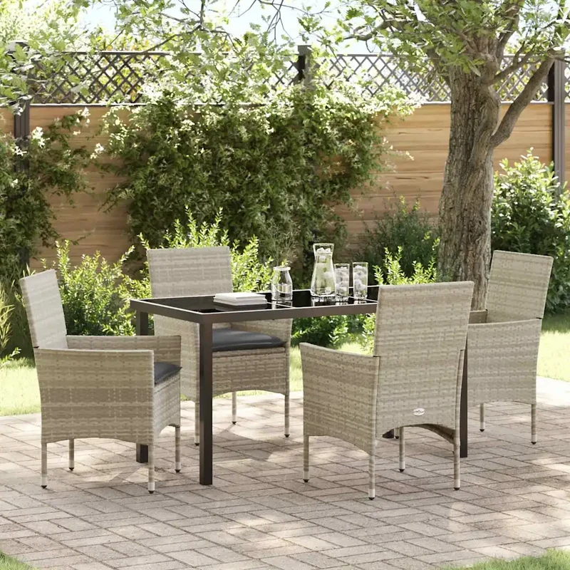 Set da Pranzo per Giardino 5 pz Grigio chiaro polyrattan 3379809