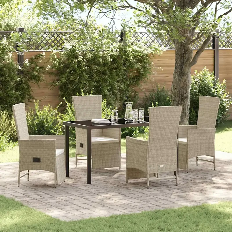 Set da Pranzo per Giardino 5 pz Beige polyrattan 3379473