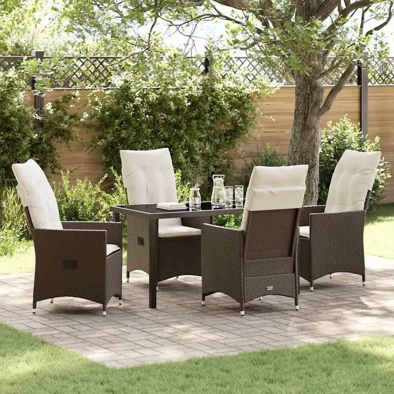 Set da Pranzo per Giardino 5 pz Marrone polyrattan 3379543