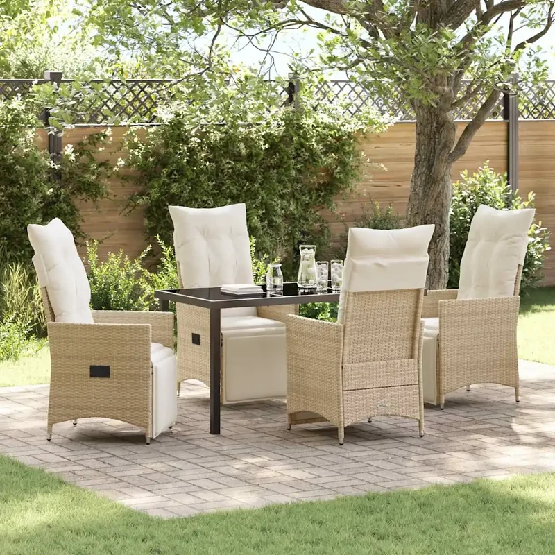 Set da Pranzo per Giardino 5 pz Beige polyrattan 3379585