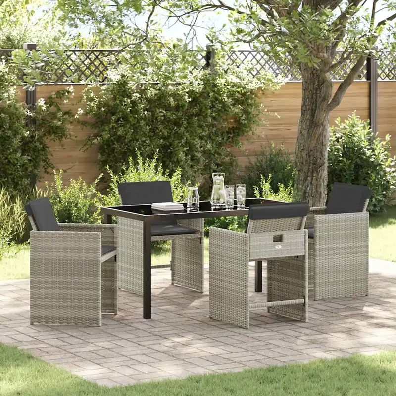 Set da Pranzo per Giardino 5 pz Grigio chiaro polyrattan 3380706