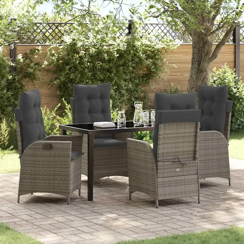 Set da Pranzo per Giardino 5 pz Grigio polyrattan 3380500