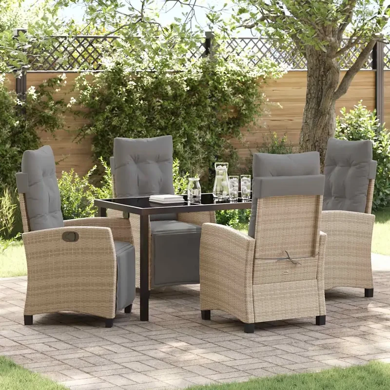Set da Pranzo per Giardino 5 pz Beige polyrattan 3380451