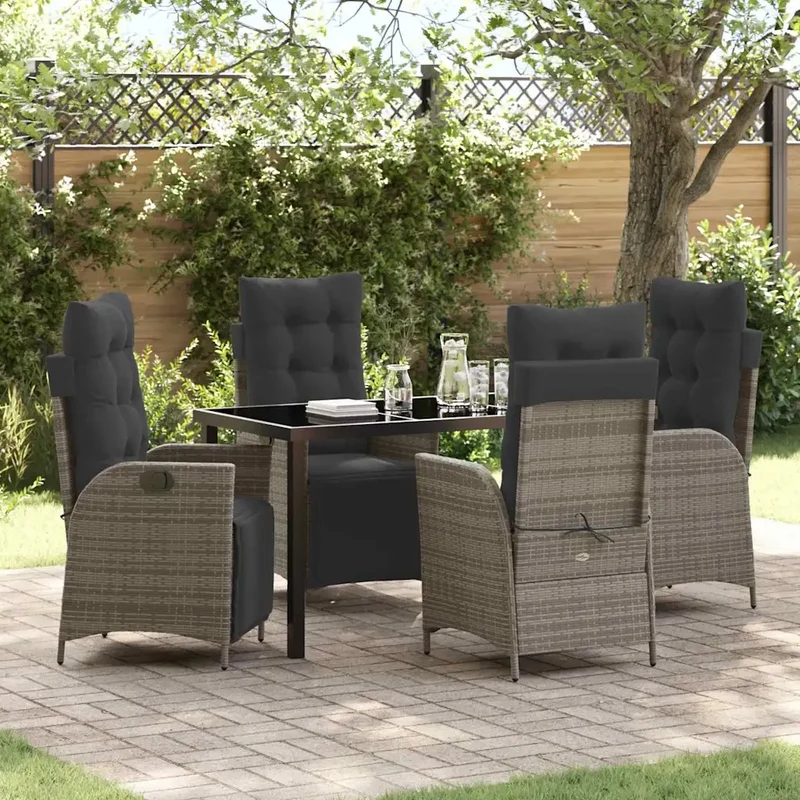 Set da Pranzo per Giardino 5 pz Grigio polyrattan 3380549