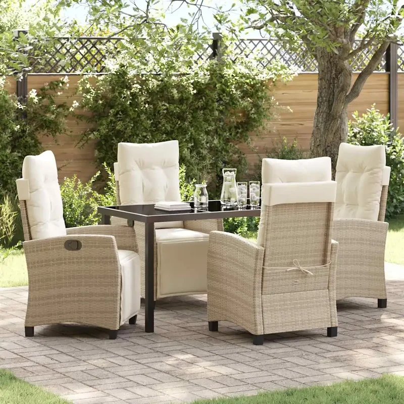 Set da Pranzo per Giardino 5 pz Beige polyrattan 3380444