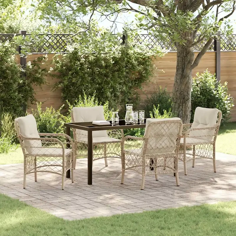 Set da Pranzo per Giardino 5 pz Beige polyrattan 3380227