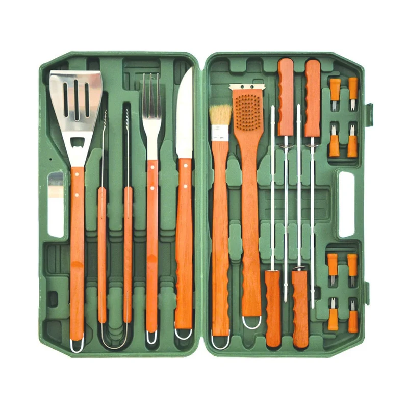 Attrezzi in acciaio inox per barbecue - set 18 pezzi