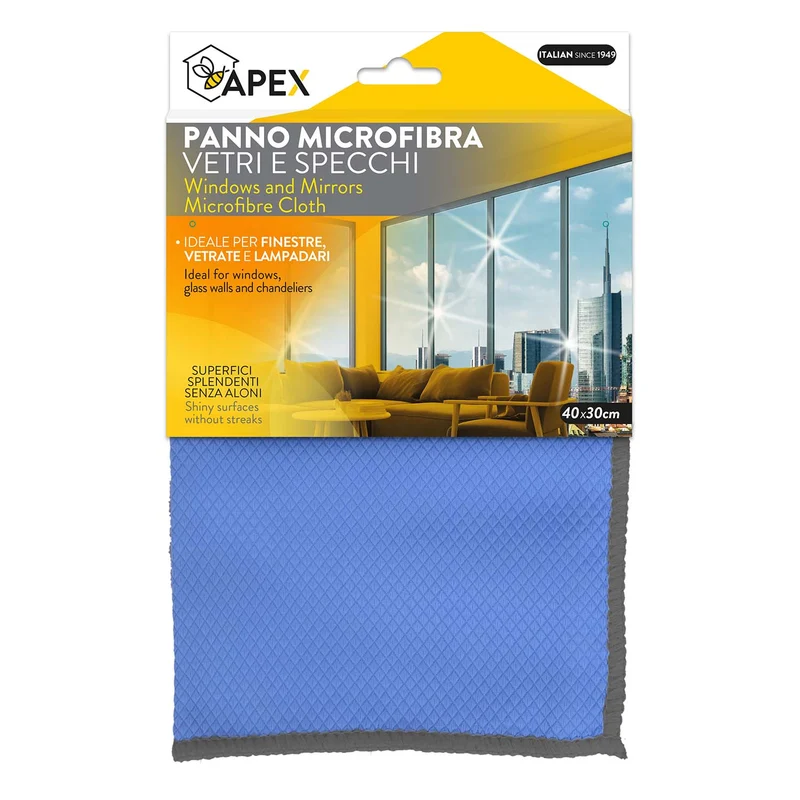 Panno Speciale in Microfibra per Vetri e Specchi Apex