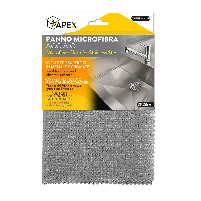 Panno Spugna in Microfibra per Superfici in acciaio e cromate Apex