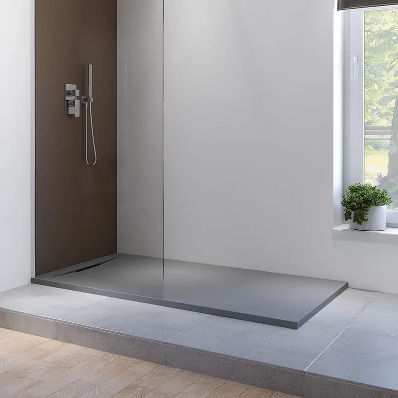 Piatto doccia 80x140 cm in marmoresina grigio effetto pietra | Paros