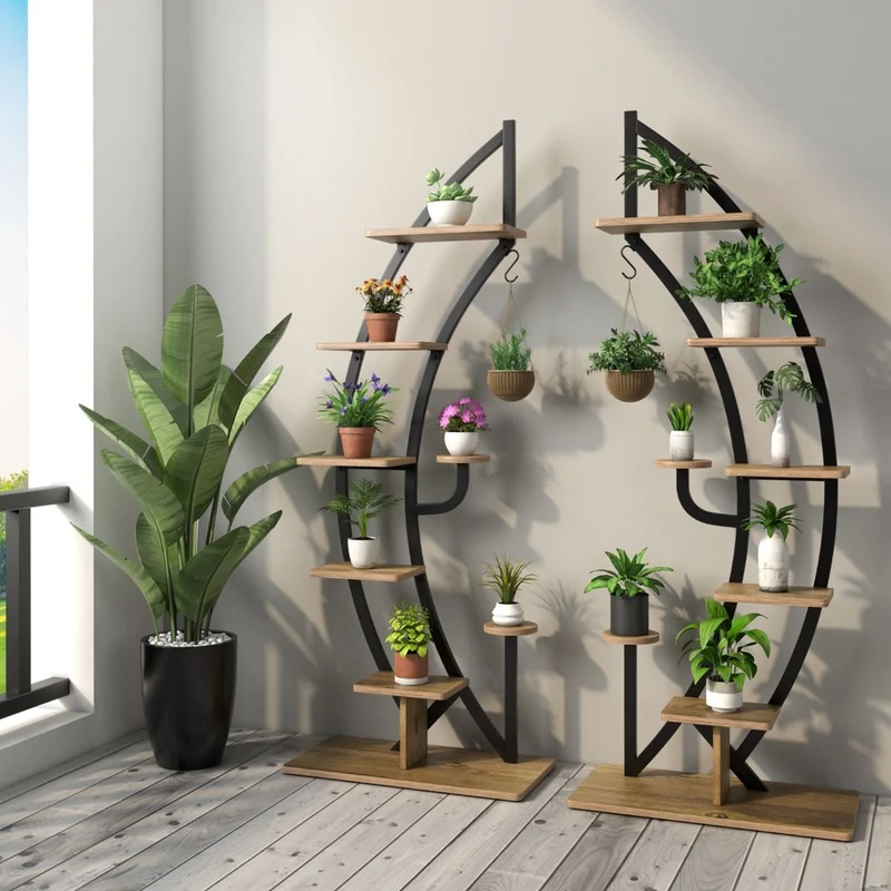 Costway - Piedistallo per Piante, Porta Piante da Interno, Porta Piante da Esterno, Porta Piante, Supporto per Piante, Scaffali per Piante, Nero