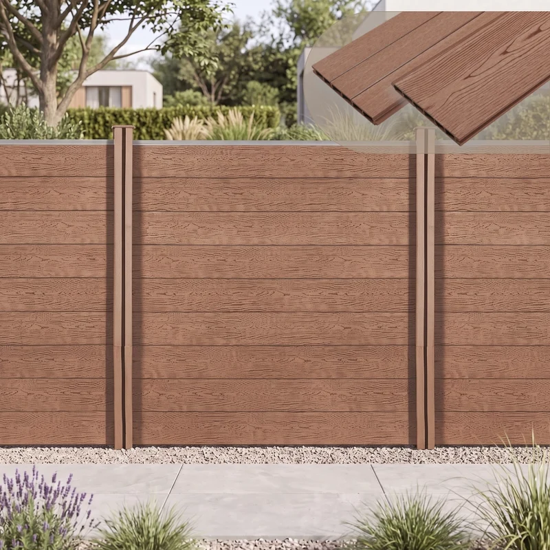 Recinzione in WPC per Giardino Staccionata Frangivista Alta 183 cm Lunga 879 cm Marrone NEU.HOLZ