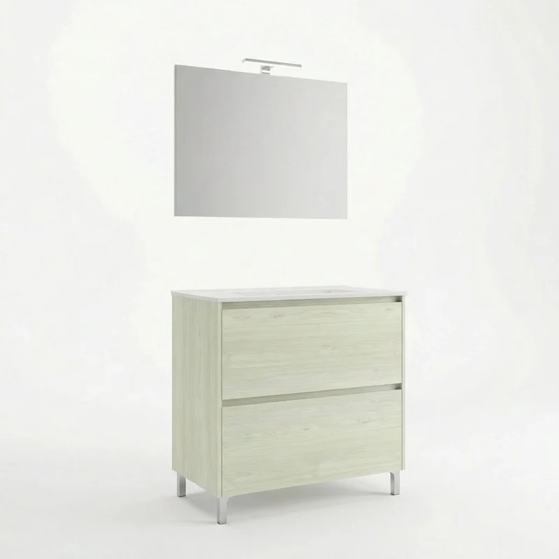 Mobile Bagno Lisbona 80 cm Rovere Bianco