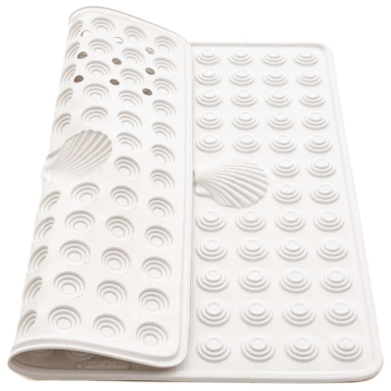 Tatkraft Shell - Tappeto antiscivolo per doccia, 48x48 cm, resistente alla muffa, lavabile in lavatrice, fatto in Italia, bianco