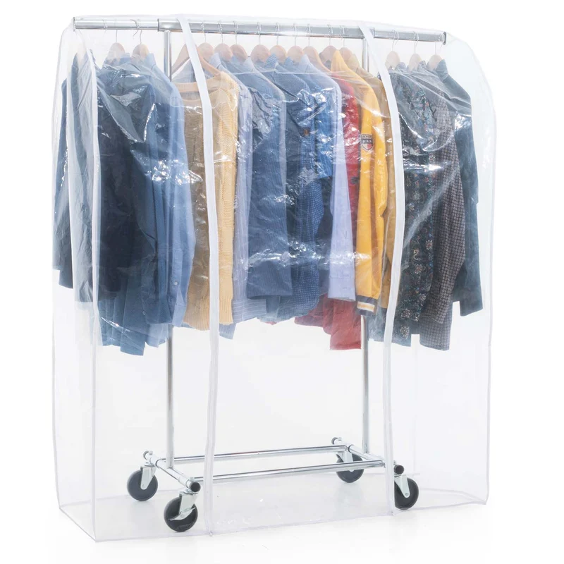 Tatkraft Darren & Protector - Armadio Tessuto, Rella Appendiabiti, con Ruote, Stand Appendiabiti con Copertura, Appendiabiti Robusto, Portata 100 kg