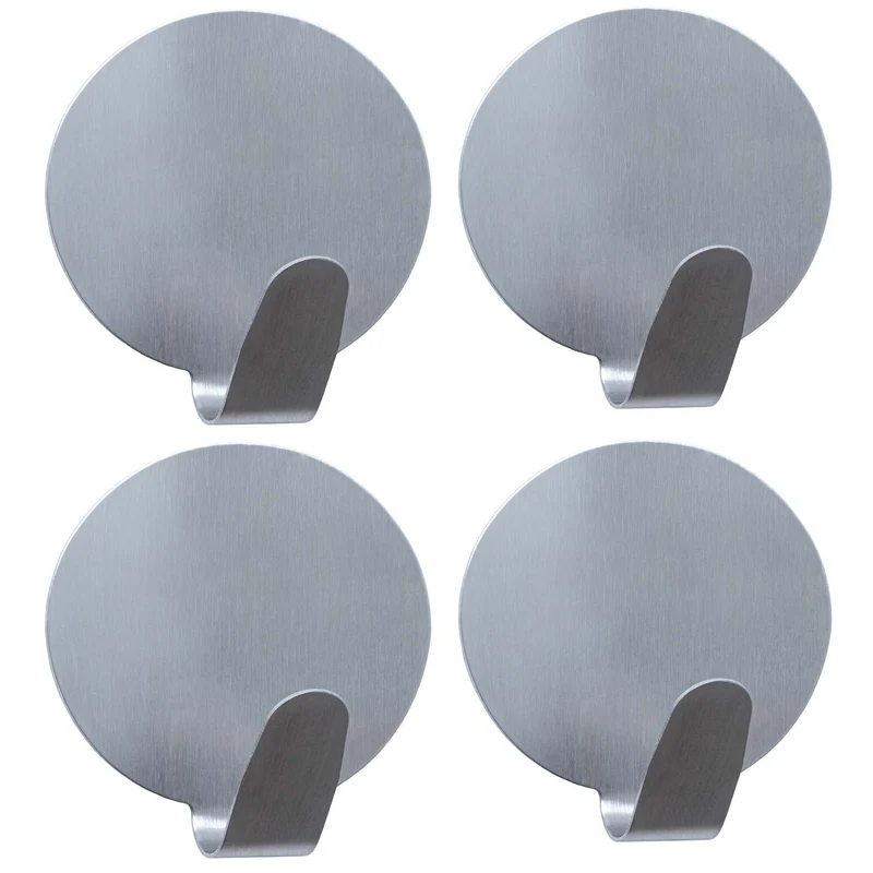 Tatkraft Band Set di 4 Ganci Autoadesivi, Porta Asciugamani, Argento