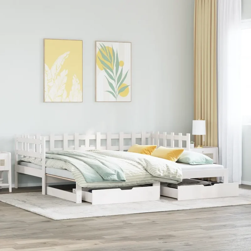 Letto Estraibile con Cassetti senza Materasso Bianco 90x200 cm 3302246
