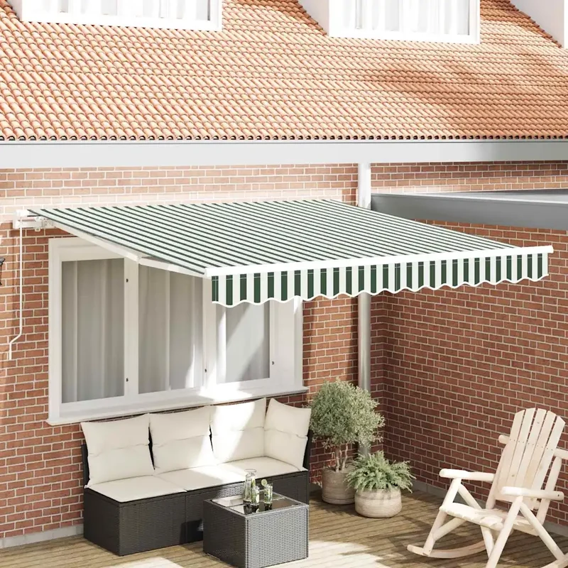Tenda retrattile Verde e Bianco 350 x 250 cm 3330465