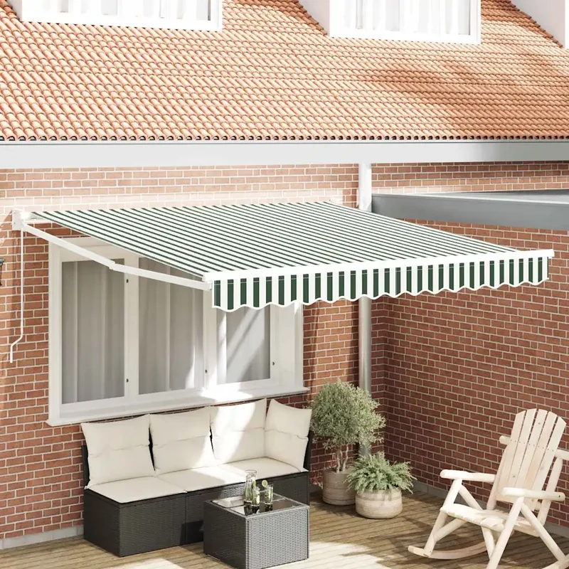 Tenda retrattile Verde e Bianco 350 x 250 cm 3330473