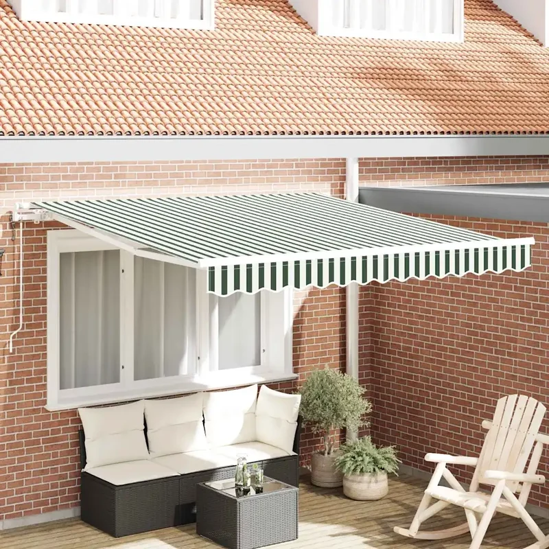 Tenda retrattile Verde e Bianco 350 x 250 cm 3330467