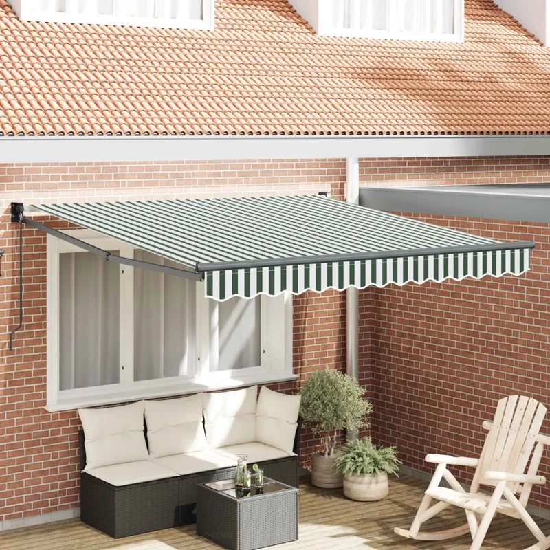 Tenda retrattile Verde e Bianco 350 x 250 cm 3330475