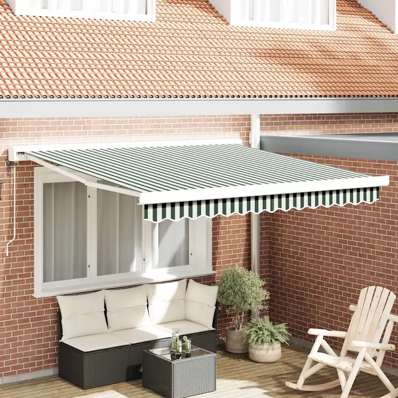 Tenda retrattile Verde e Bianco 350 x 250 x 165 cm 3330478