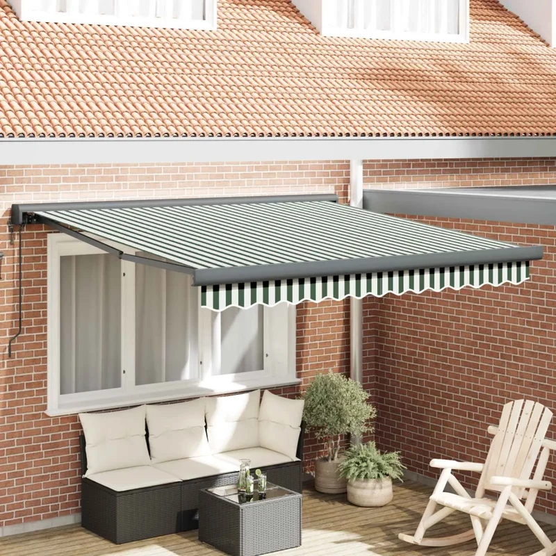 Tenda retrattile Verde e Bianco 350 x 250 x 165 cm 3330480