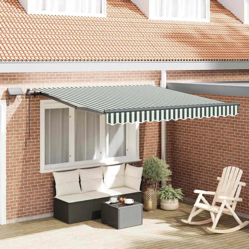 Tenda retrattile Verde e Bianco 350 x 250 cm 3330470