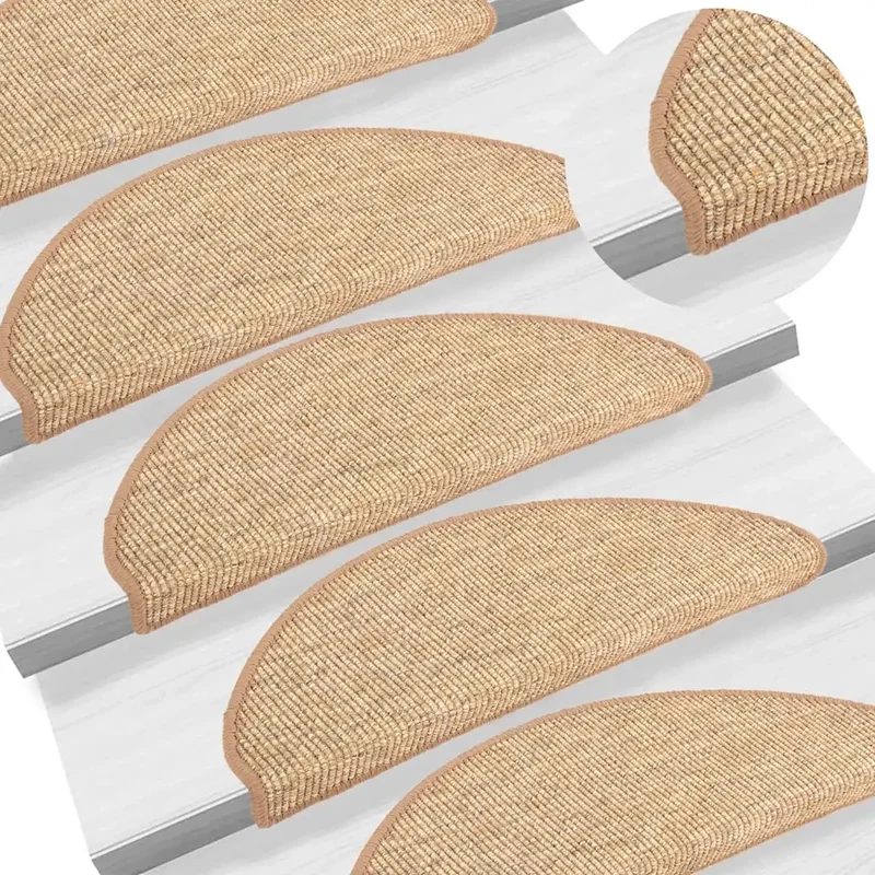 Tappetini per scale 15 pz 56x17x3 cm Marrone chiaro Semicircolari 326898
