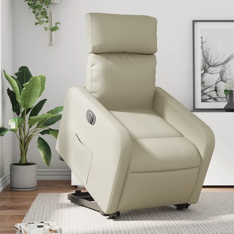 Poltrona Alzapersona Reclinabile Crema in Similpelle 3206764