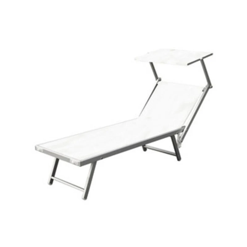 Lettino in Alluminio Playa con Parasole Bianco 2 Pezzi