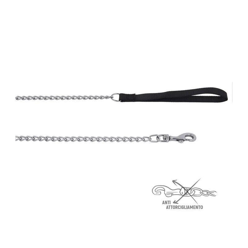 Zoov Guinzaglio Nylon 120 cm Nero con Catena