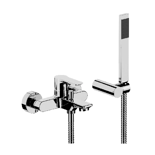 Monocomando vasca esterna con accessori linea icon oro spazzolato