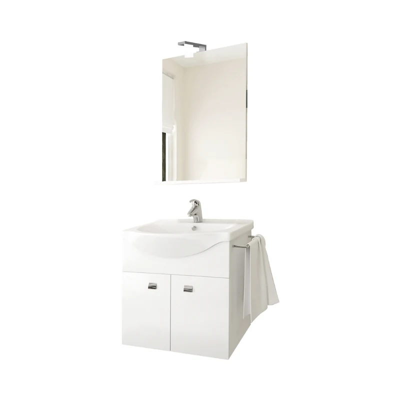 Mobile bagno lavabo e base a 2 ante con specchio illuminazione led