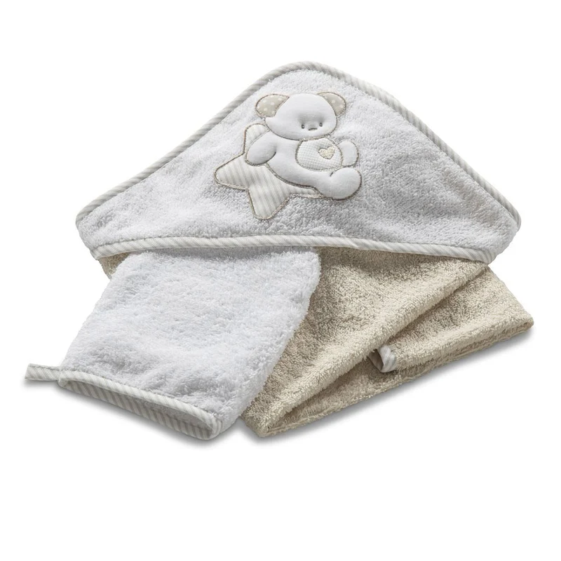 Asciugamano Accappatoio per Neonati 75x75x1 cm in Spugna di Cotone Sweet Avorio