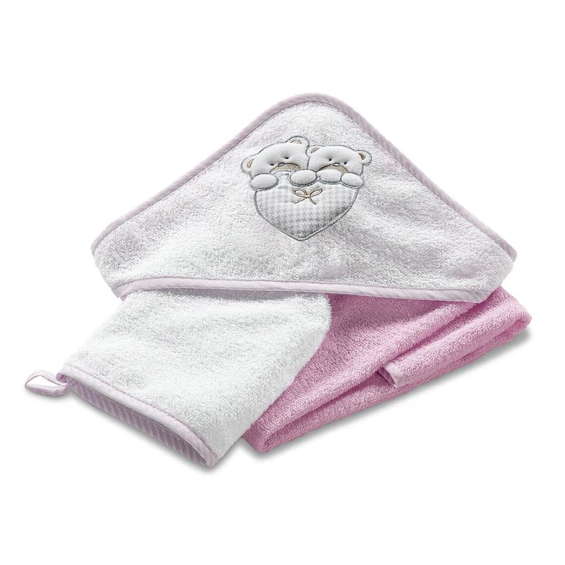 Asciugamano Accappatoio per Neonati 75x75x1 cm in Spugna di Cotone Lovely Rosa