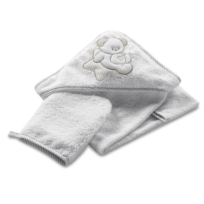 Asciugamano Accappatoio per Neonati 75x75x1 cm in Spugna di Cotone Sweet Bianco