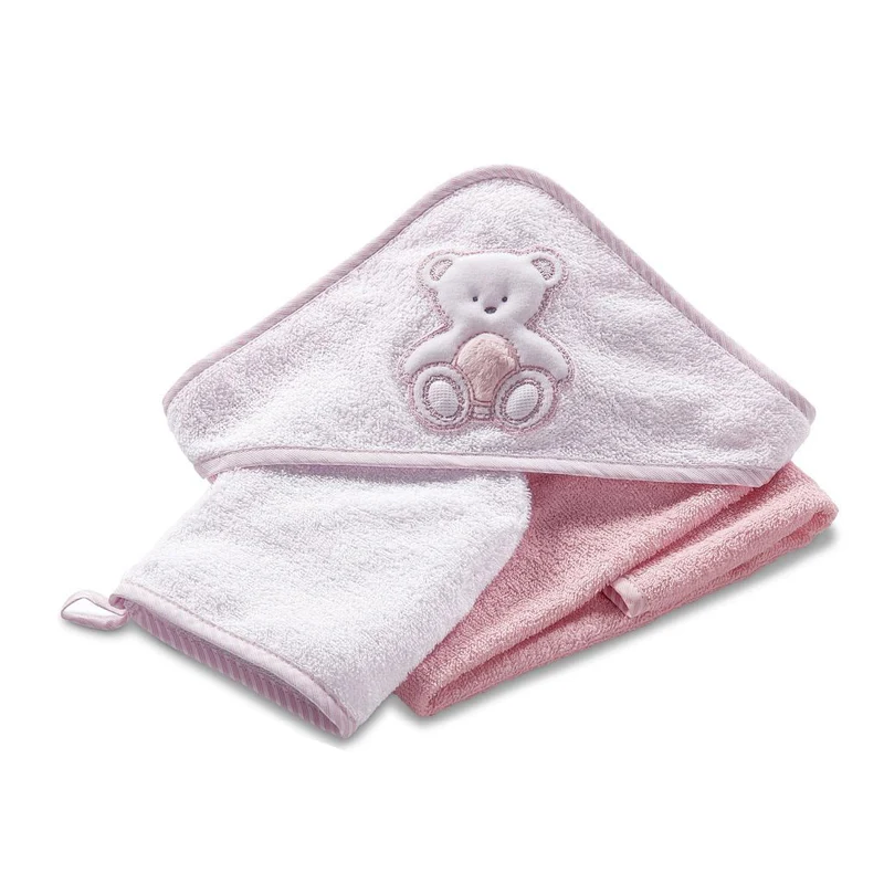 Asciugamano Accappatoio per Neonati 75x75x1 cm in Spugna di Cotone Peluche Rosa