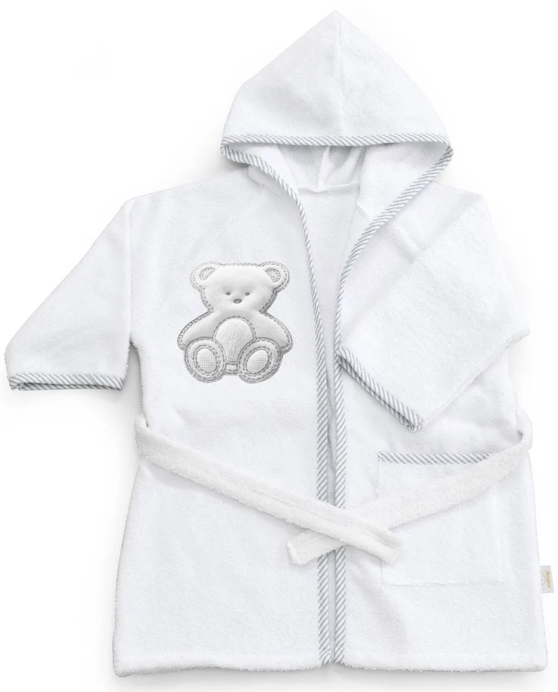 Accappatoio per Neonati 0-6 Mesi 50x30x2 cm in Spugna di Cotone Peluche Bianco
