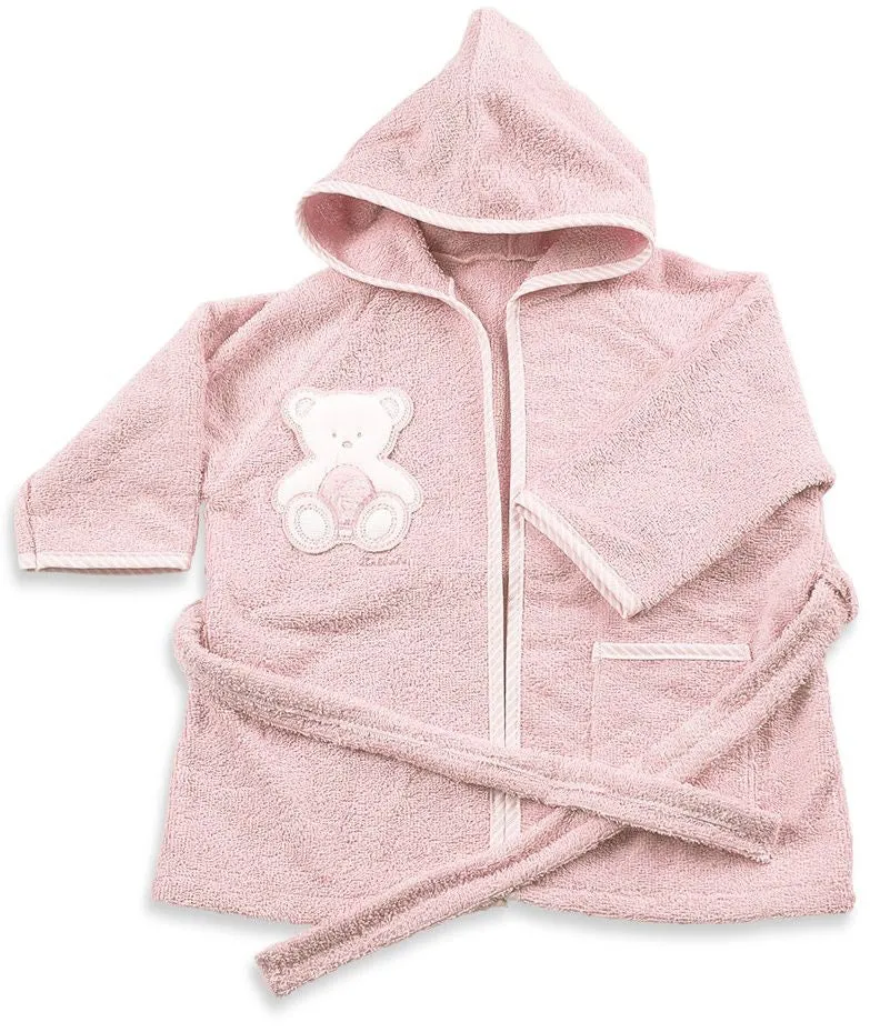 Accappatoio per Neonati 0-6 Mesi 50x30x2 cm in Spugna di Cotone Peluche Rosa