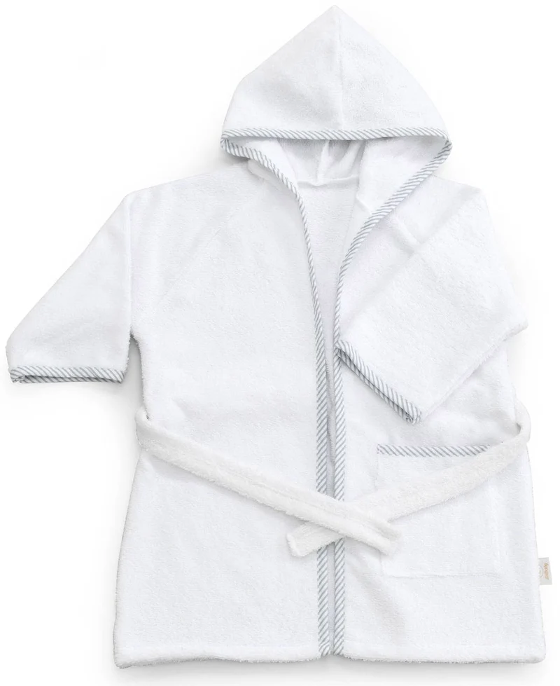 Accappatoio per Neonati 0-6 Mesi 50x30x2 cm in Spugna di Cotone Bianco